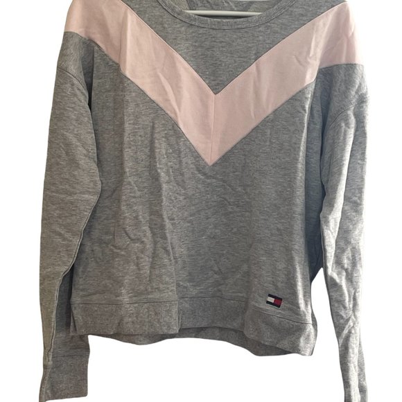 Tommy Hilfiger Sport Women’s Crew Neck Color block flag sweatshirt Size XL Gray - Picture 4 of 5